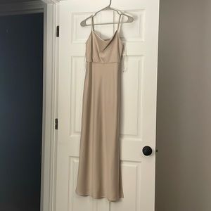 BHLDN Champagne bridesmaid slip dress.